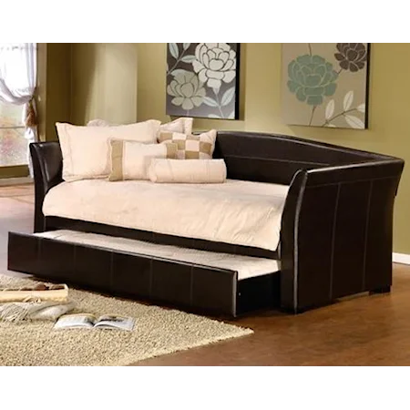 Transitional Faux Leather Daybed with Trundle
